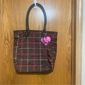 Roxy Purple Plaid Tote Bag